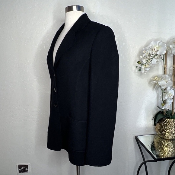 ELLEN TRACY 100% Wool Buttons Jacket Size 12 In Black - Picture 4 of 8